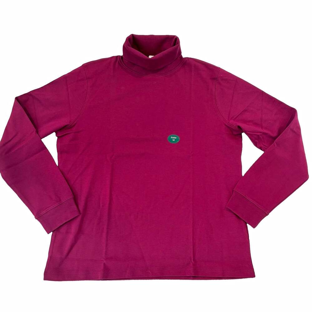 L.L. Bean Women’s Petite PM Burgundy Knit Turtleneck Long Sleeve 100% Cotton